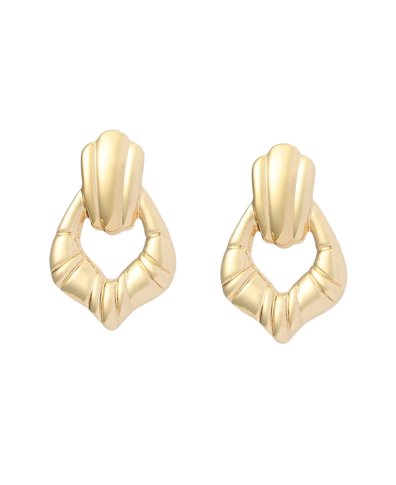 Steve Madden Gold Fluted Doorknocker Earrings