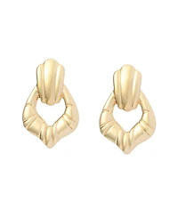 Steve Madden Gold Fluted Doorknocker Earrings