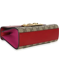 Pre-Owned Gucci Red Gg Supreme Canvas Small Padlock Shoulder Bag