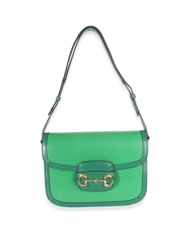 Pre-Owned Gucci Emerald Green Azalea Calfskin Horsebit 1955 Shoulder Bag