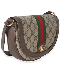 Pre-Owned Gucci Beige Gg Supreme Canvas Ophidia Gg Curved Flap Bag