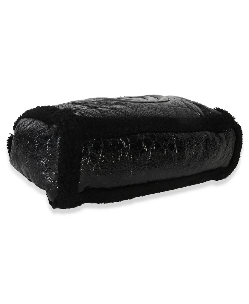 Pre-Owned Gucci Black Patent Shearling Medium Soho Hobo