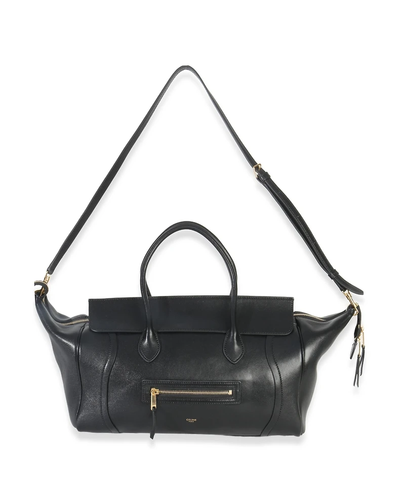 Pre-Owned Celine Black Supple Shiny Lambskin Medium New Luggage