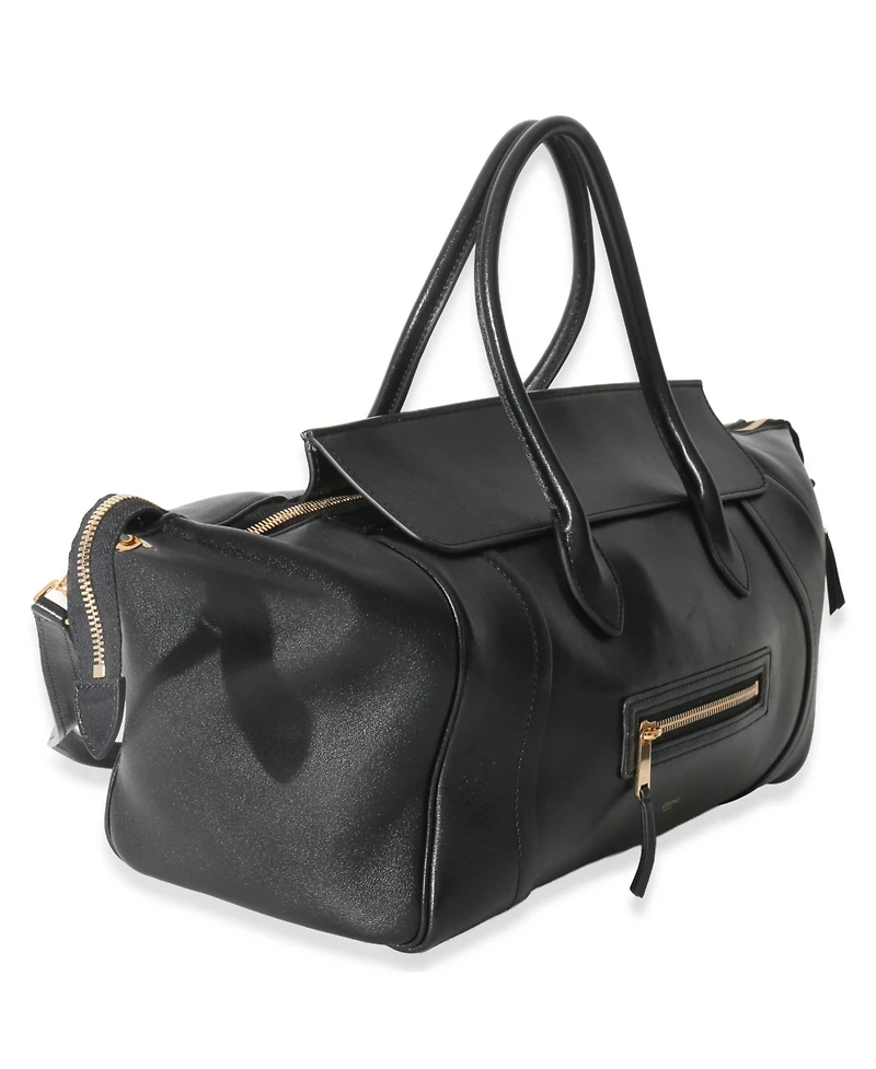 Pre-Owned Celine Black Supple Shiny Lambskin Medium New Luggage