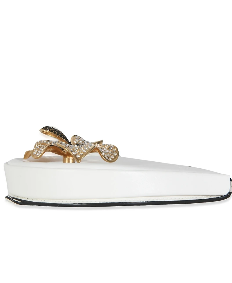 Pre-Owned Loewe White Calfskin Heel Metal Flower Crossbody