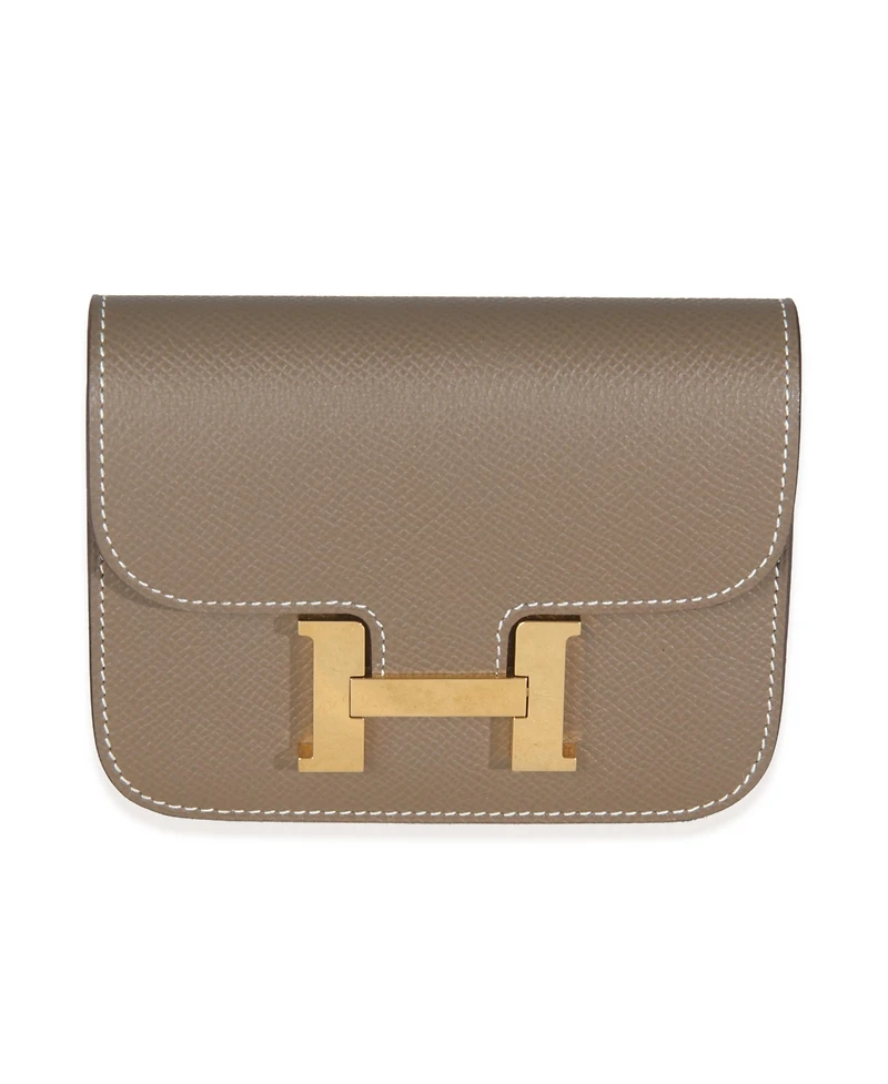 Pre-Owned Hermes Etoupe Epsom Constance Slim Wallet Ghw