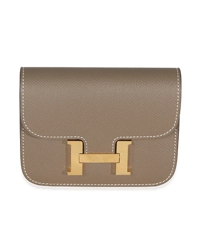 Pre-Owned Hermes Etoupe Epsom Constance Slim Wallet Ghw
