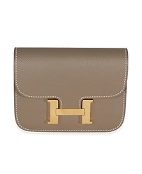 Pre-Owned Hermes Etoupe Epsom Constance Slim Wallet Ghw