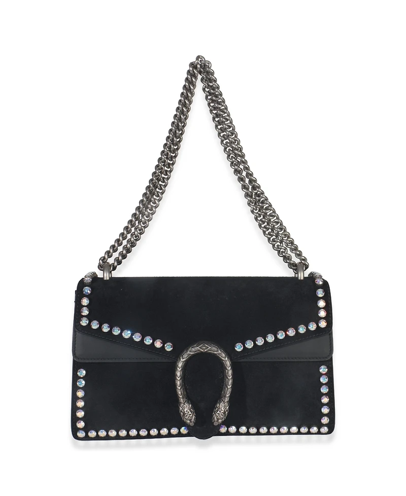 Pre-Owned Gucci Black Suede Crystal Small Dionysus Shoulder Bag