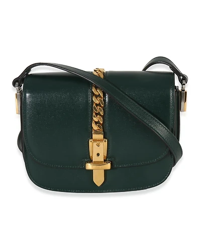 Pre-Owned Gucci Dark Green Calfskin Mini Sylvie 1969 Bag