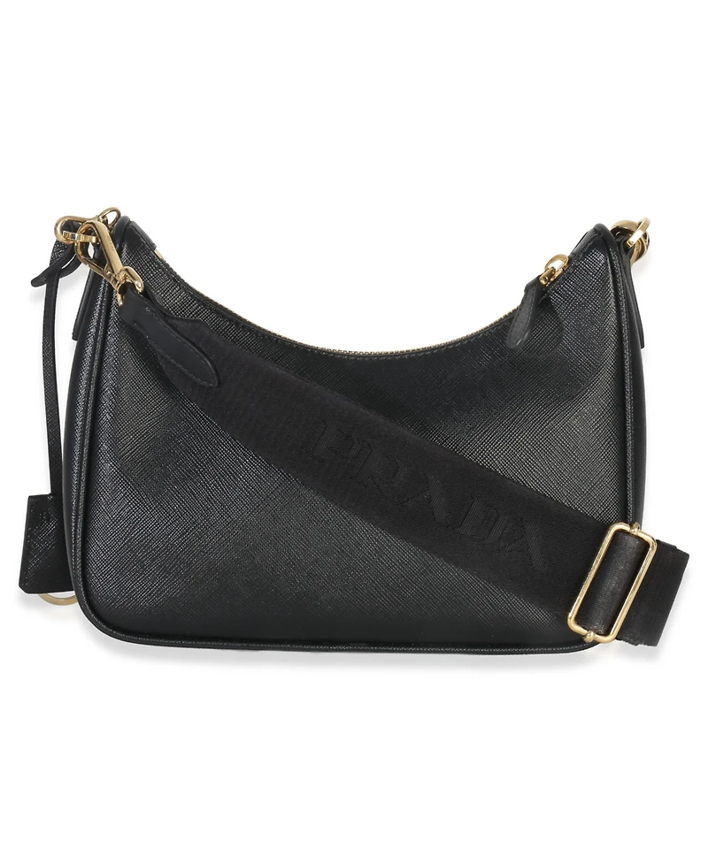 Pre-Owned Prada Black Saffiano Lux Re-Edition 2005 Shoulder Bag