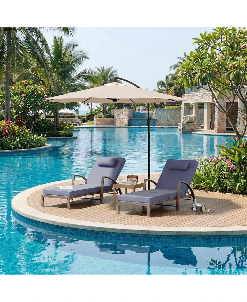 gaomon Set of 2 Patio Chaise Loungers, 5-Position Adjustable, All-Weather Rattan