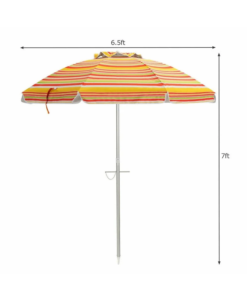 Gouun 6.5 ft Portable Beach Umbrella with Upf 50+ Sun Protection Sand Anchor and Carry Bag