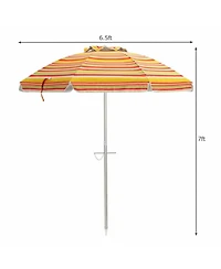 Gouun 6.5 ft Portable Beach Umbrella with Upf 50+ Sun Protection Sand Anchor and Carry Bag