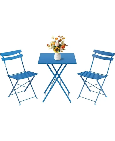 gaomon 3-Piece Foldable Metal Bistro Set with Square Table