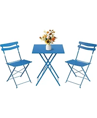 gaomon 3-Piece Foldable Metal Bistro Set with Square Table