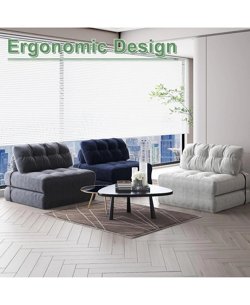 gaomon Folding Sofa Bed, Floor Couch with Pillow, Futon Bed Convertible Sleeper Chair Foldable Mattress Back Support