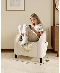 gaomon Accent Barrel Chair Boucle Club Chair Furry Sherpa Armchair Suitable for Living Room Bedroom Reception Room Office.