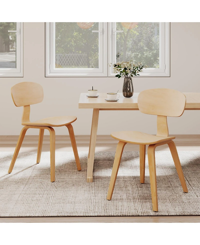 Gymax Modern Dining Chair Set of w/Wide Seat and Curved Backrest Adjustable Foot Pads