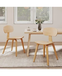 Gymax Modern Dining Chair Set of w/Wide Seat and Curved Backrest Adjustable Foot Pads