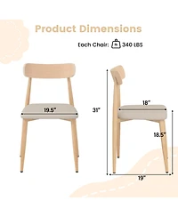 Gymax Modern Upholstered Dining Chairs Set of Linen Fabric Mid-Century Modern Accent Armless Chair w/ Wood-Like Metal Legs