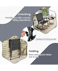Gymax 4pcs Patio Folding Rocking Chair Heavy-Duty Metal Frame Rockers Outdoor