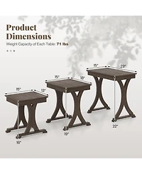 Slickblue Nesting Coffee Table Set of 3, Side Tables with Solid Rubber Wood Legs