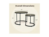 Slickblue Oak Round Nesting Coffee Tables Set of 2 Stackable