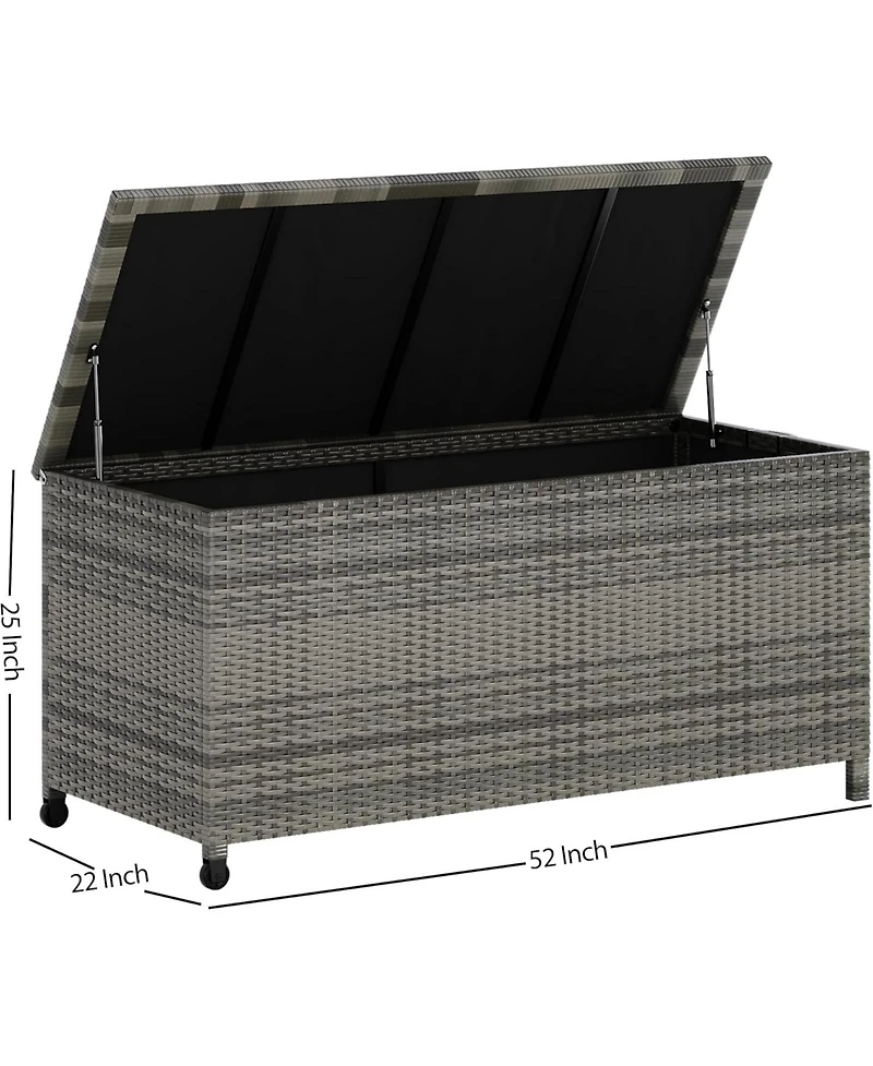gaomon 125 Gallon Large Waterproof Pe Rattan Deck Box with Wheels