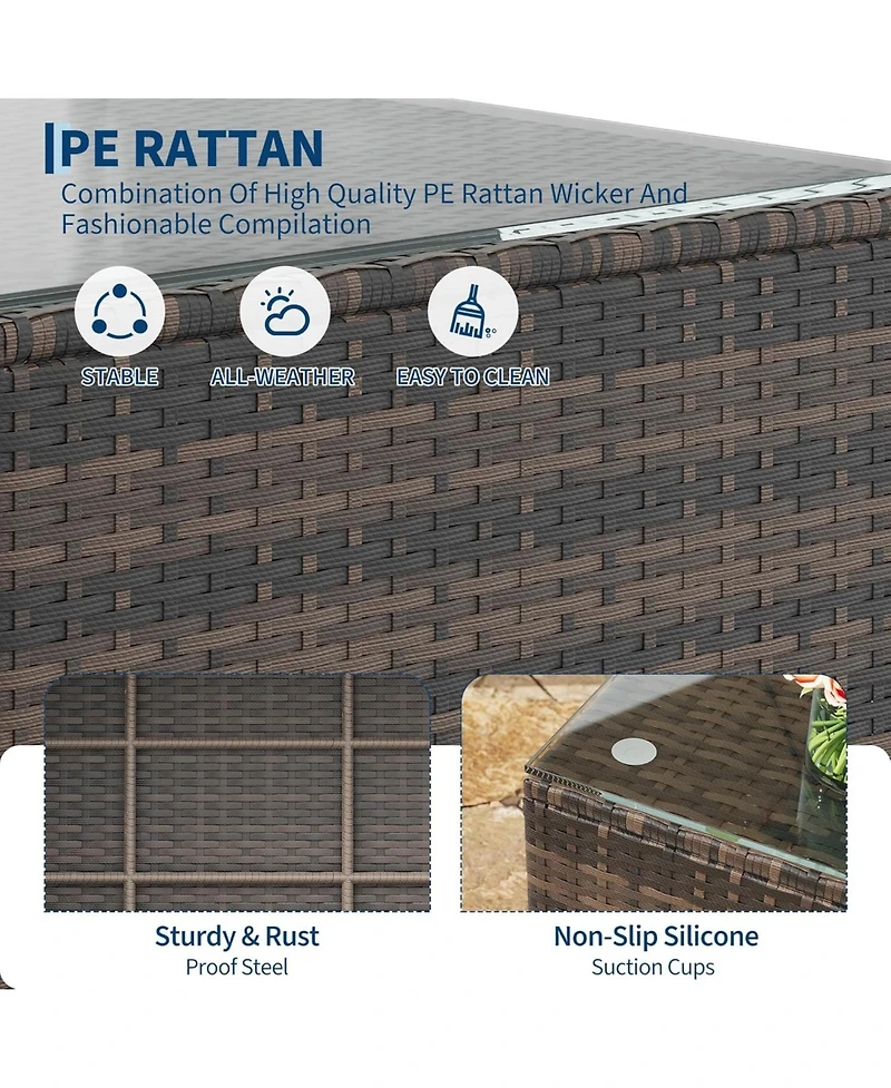 gaomon 5-Piece All-Weather Wicker Patio Sectional Sofa Set with Ottoman and Glass Table