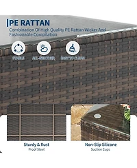 gaomon 5-Piece All-Weather Wicker Patio Sectional Sofa Set with Ottoman and Glass Table