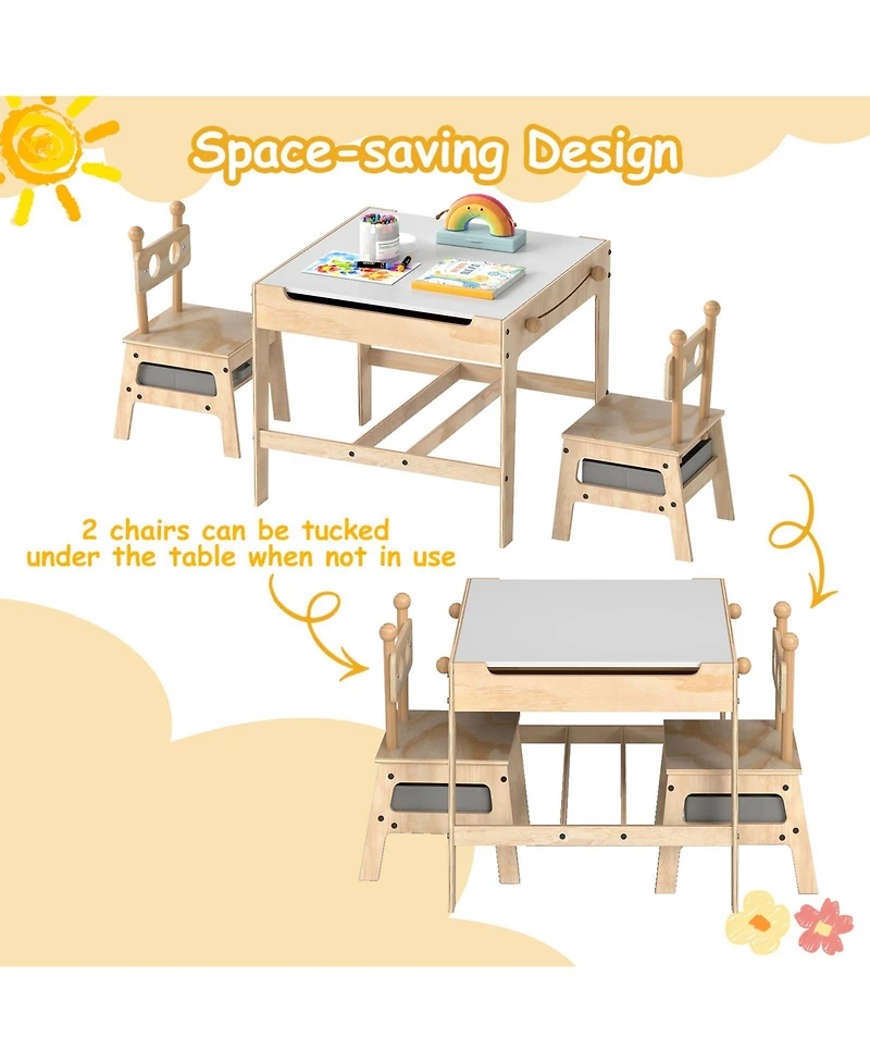 Slickblue Kids Activity Table and Chairs Set with Reversible Whiteboard
