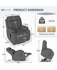 Maison Boucle Snowflake Velvet Lift Chair for Seniors with Remote Control, Electric Recliner Sofa Elderly, Soft Fabric Power