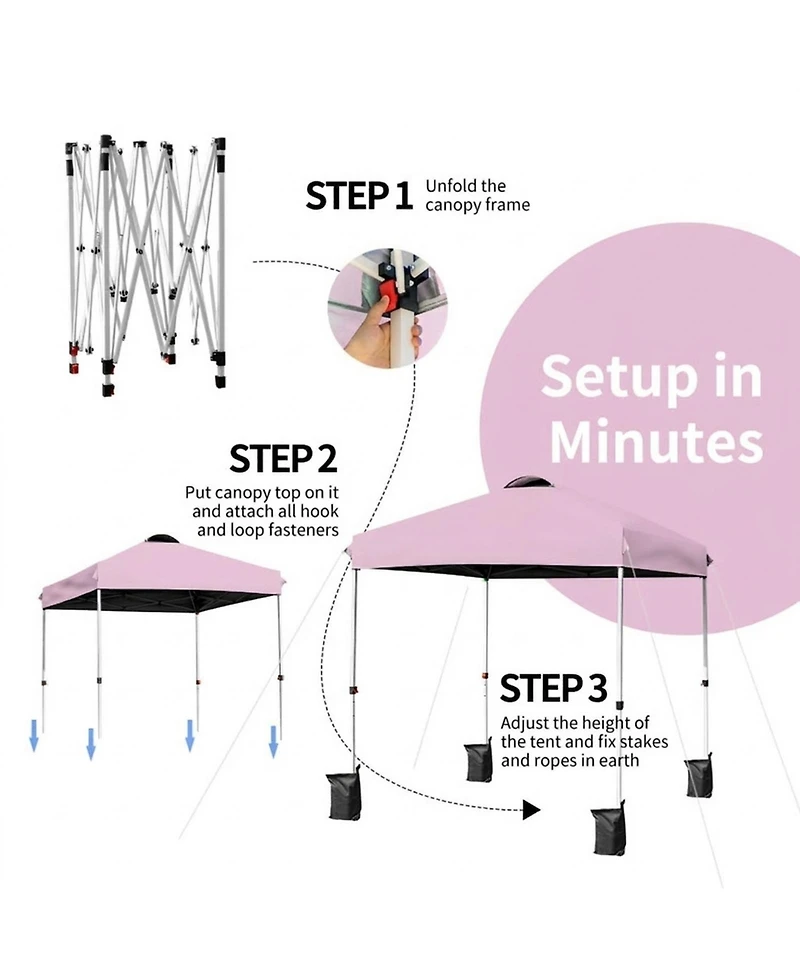 Gouun 6.6 x 6.6 ft Outdoor Pop Up Canopy Tent with Roller Bag and Four Weight Bags