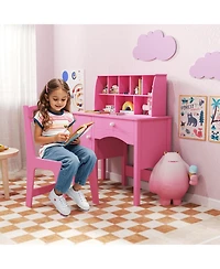 Sugift Kids Study Desk and Chair Set with Hutch and Storage Cabinet