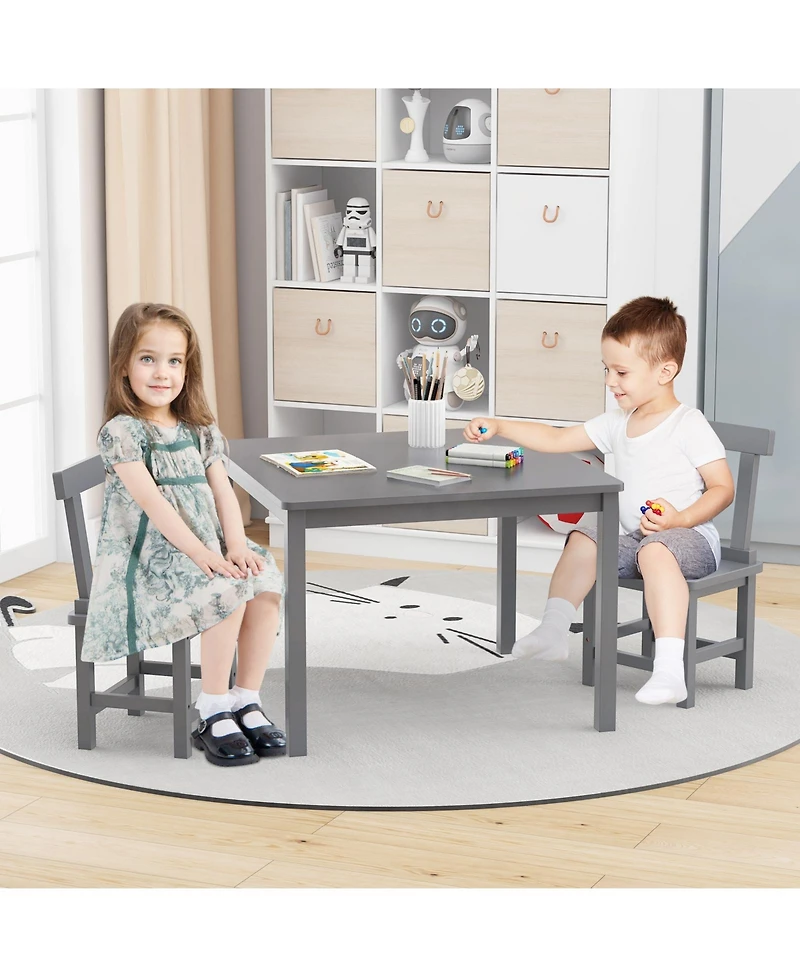 Sugift Wooden Kids Table and Chairs Set with Anti Slip Foot Pads