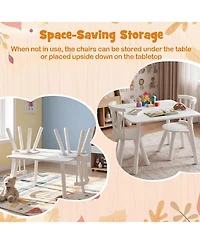 Sugift Kids Wooden Table and Chairs Set Three Piece Toddler Furniture