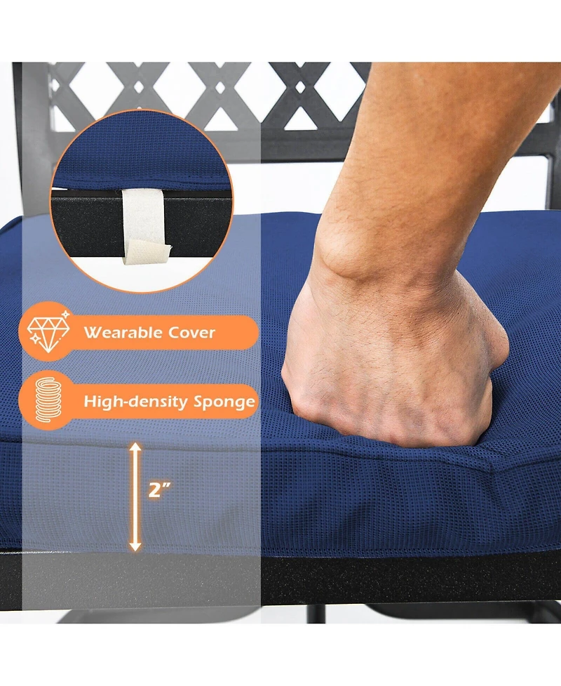 Sugift Set of Two Swivel Outdoor Chairs with Cushions and Steel Base