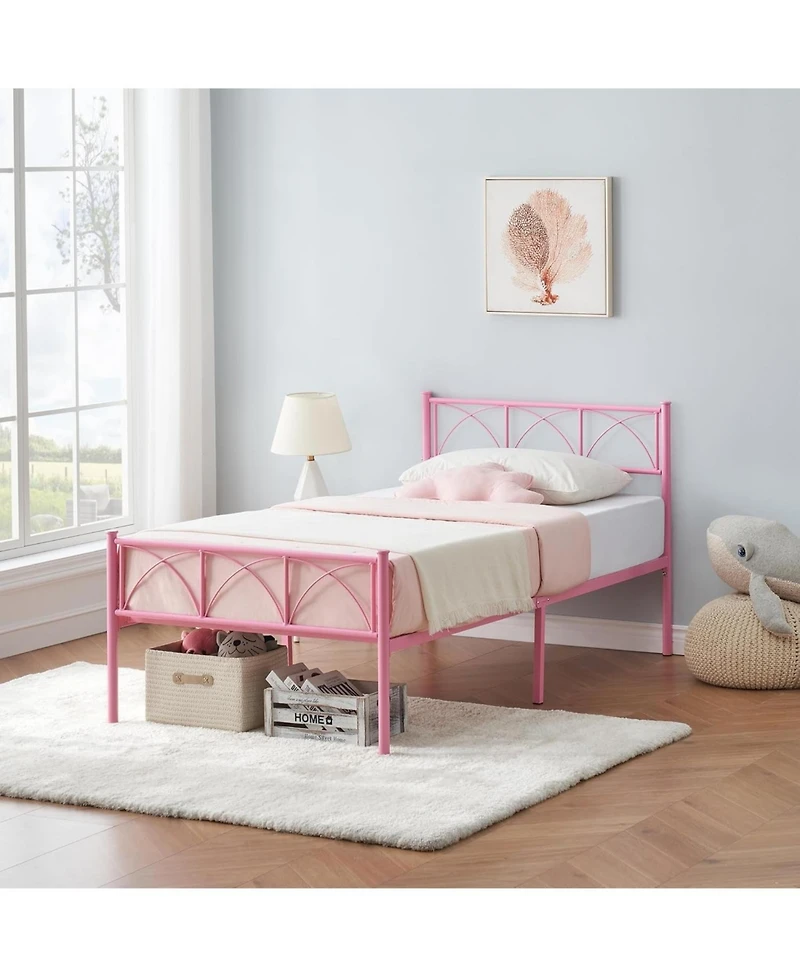 gaomon Twin Metal Bed Frame with Headboard, 12.2" H Steel Slats,No Box Spring