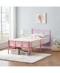 gaomon Twin Metal Bed Frame with Headboard, 12.2" H Steel Slats,No Box Spring