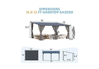 Aecojoy 16'x12' Wall Gazebo with Curtains and Mosquito Netting