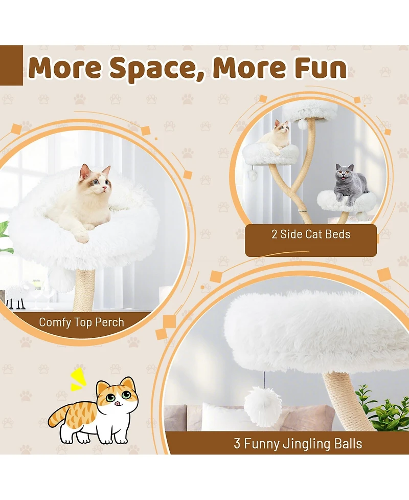 Gymax Cat Tree Tower 70'' Multi-Level Kitten Activity Center w/ 3 Perches and Balls