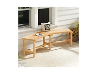 Slickblue Outdoor Curved Wood Bench Backless Fire Pit Seating