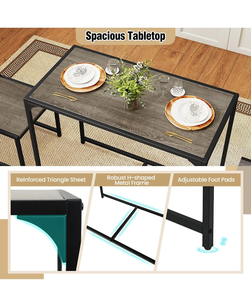 Sugift Three Piece Dining Set with Compact Table and Two Chairs