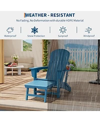 gaomon Folding Adirondack Rocking Chair with Retractable Ottoman and Cup Holders, Hdpe All-Weather Outdoor Chair for Porch