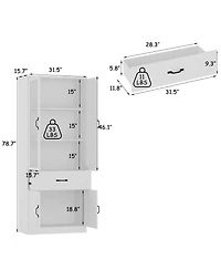 Homsee 4-Shelf Wood Standard Bookcase With Doors, Cabinet, Drawer
