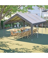Mondawe 13x20 Ft Canopy Carport Tent with Roll-Up Doors Waterproof Outdoor Shelter
