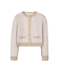 Hope and Henry Women's Organic Tweed Stitch Sweater Cardigan