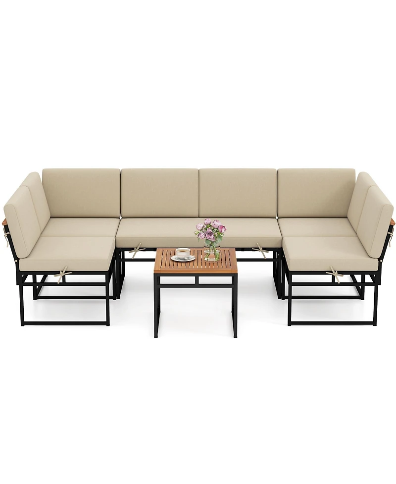 Sugift 6 Piece Outdoor Sectional Sofa Set with Cushions