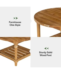 Tribesigns Round Coffee Table, 31.5" Farmhouse Solid Wood Center Table with Storage, 2-Tier Circle Accent Table